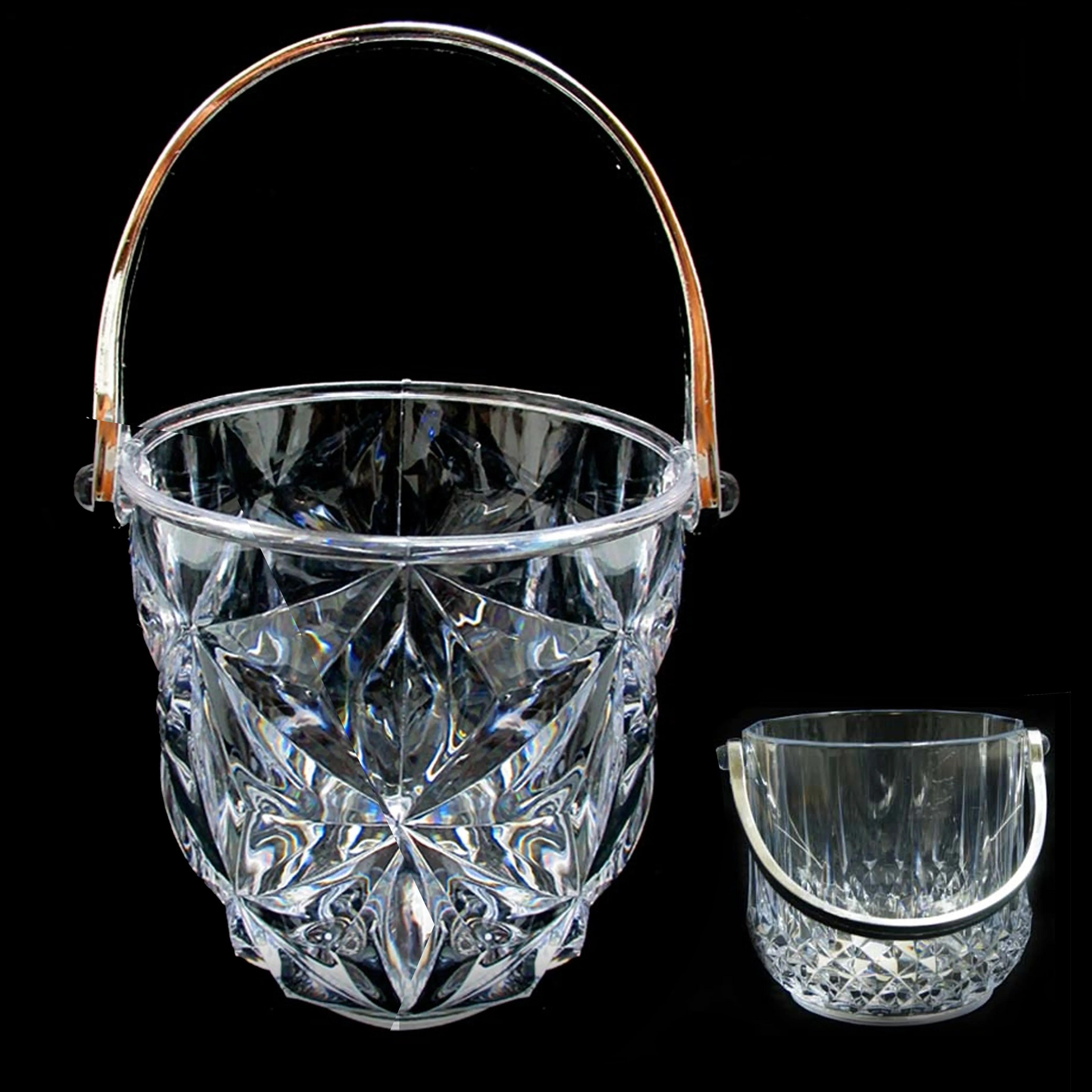 12 Clear Ice Bucket Bar Container Plastic Wine Chiller Tongs Cooler Bpa Free 1L