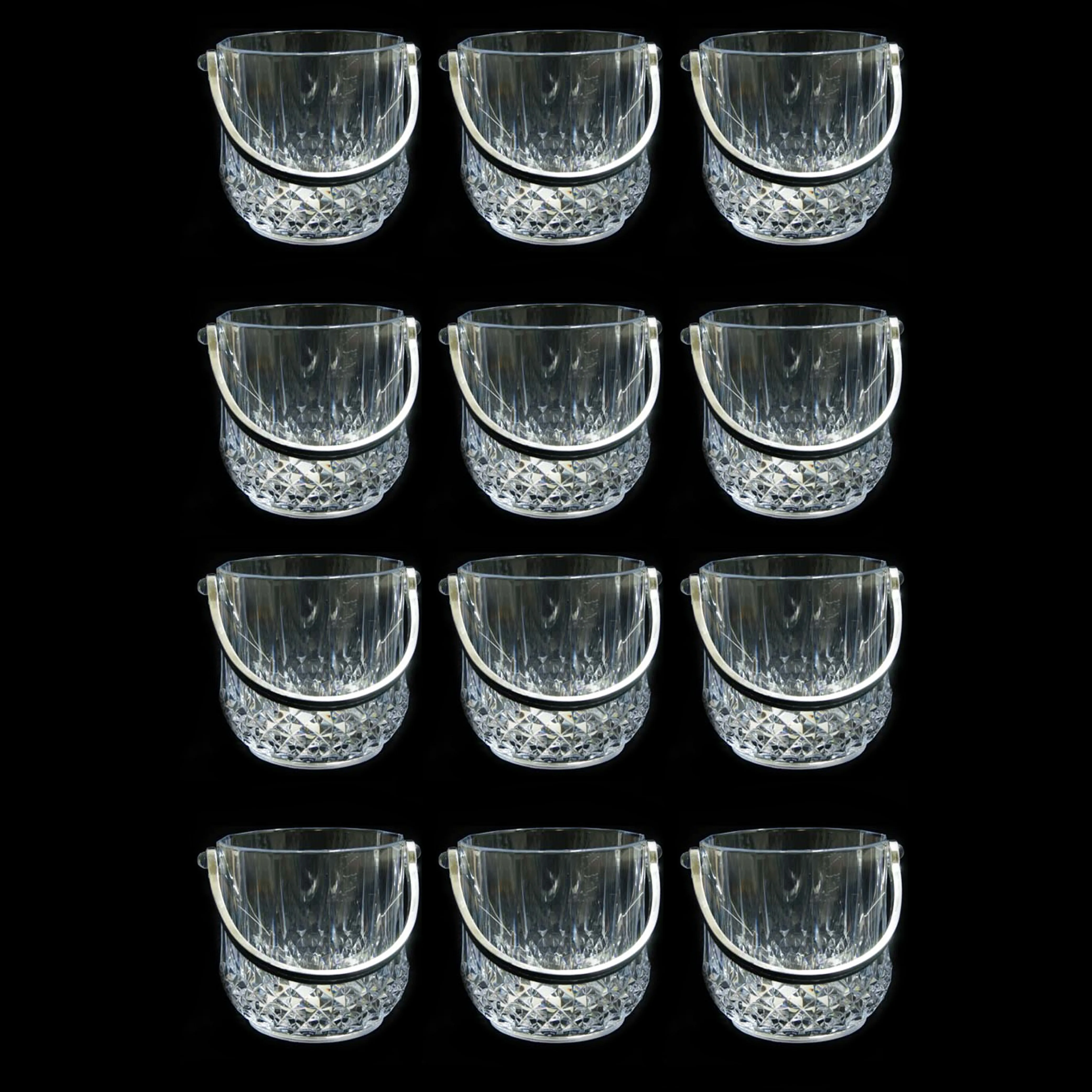 12 Clear Ice Bucket Bar Container Plastic Wine Chiller Tongs Cooler Bpa Free 1L