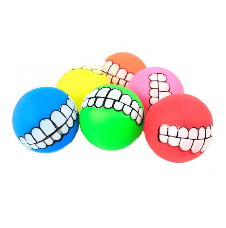 1pc Rubber Dog Toy – Squeaky Cleaning Tooth Chew Ball for Small Puppies | Bite-Resistant Pet Supplies (7cm Diameter)