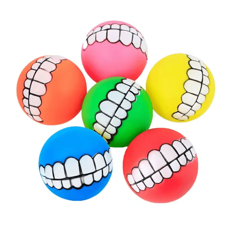 1pc Rubber Dog Toy – Squeaky Cleaning Tooth Chew Ball for Small Puppies | Bite-Resistant Pet Supplies (7cm Diameter)