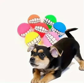 1pc Rubber Dog Toy – Squeaky Cleaning Tooth Chew Ball for Small Puppies | Bite-Resistant Pet Supplies (7cm Diameter)
