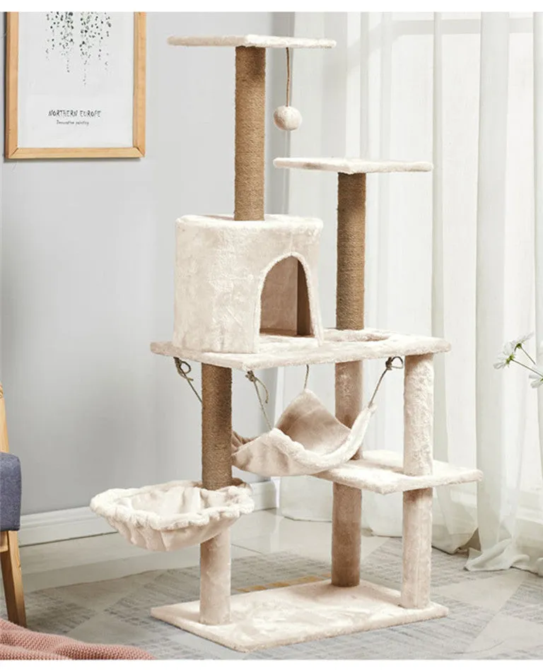 51 Inches Cat Tree Tower Multi-Level Play House