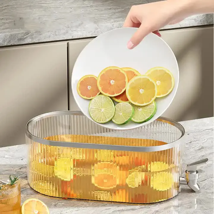 5.3L Cream White Refrigerator Cold Water Dispenser | Fruit Tea Jug with Tap | Home Beverage Cooler