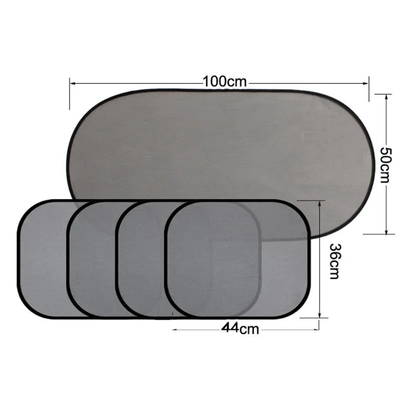 5Pcs/Lot Black Pinstripe Mesh Sun Visor Set Window Screen Sunshade Car Cover Solar UV Protection 3D Photocatalyst Mesh Cloth New