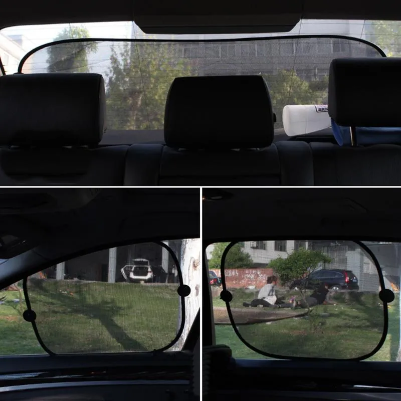 5Pcs/Lot Black Pinstripe Mesh Sun Visor Set Window Screen Sunshade Car Cover Solar UV Protection 3D Photocatalyst Mesh Cloth New