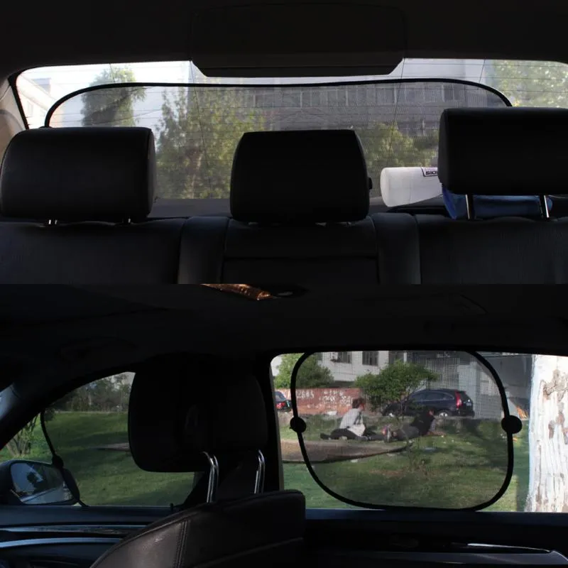 5Pcs/Lot Black Pinstripe Mesh Sun Visor Set Window Screen Sunshade Car Cover Solar UV Protection 3D Photocatalyst Mesh Cloth New