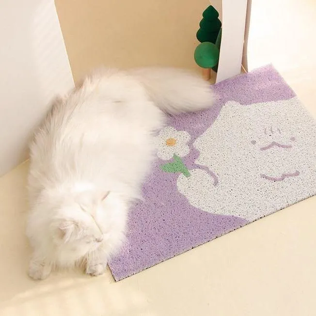 Adorable Flowers Cat Litter Mat