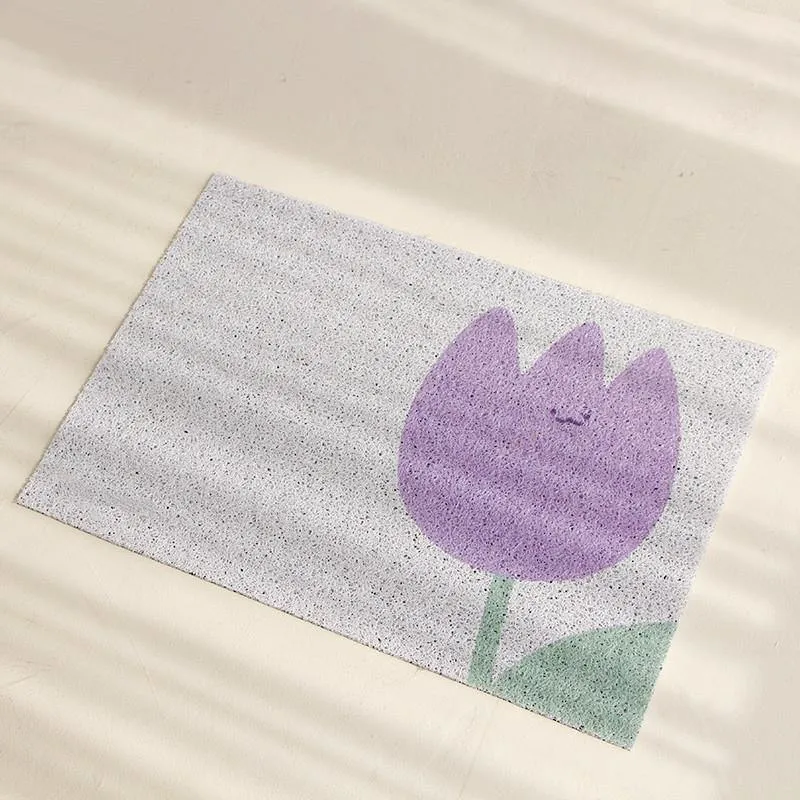 Adorable Flowers Cat Litter Mat
