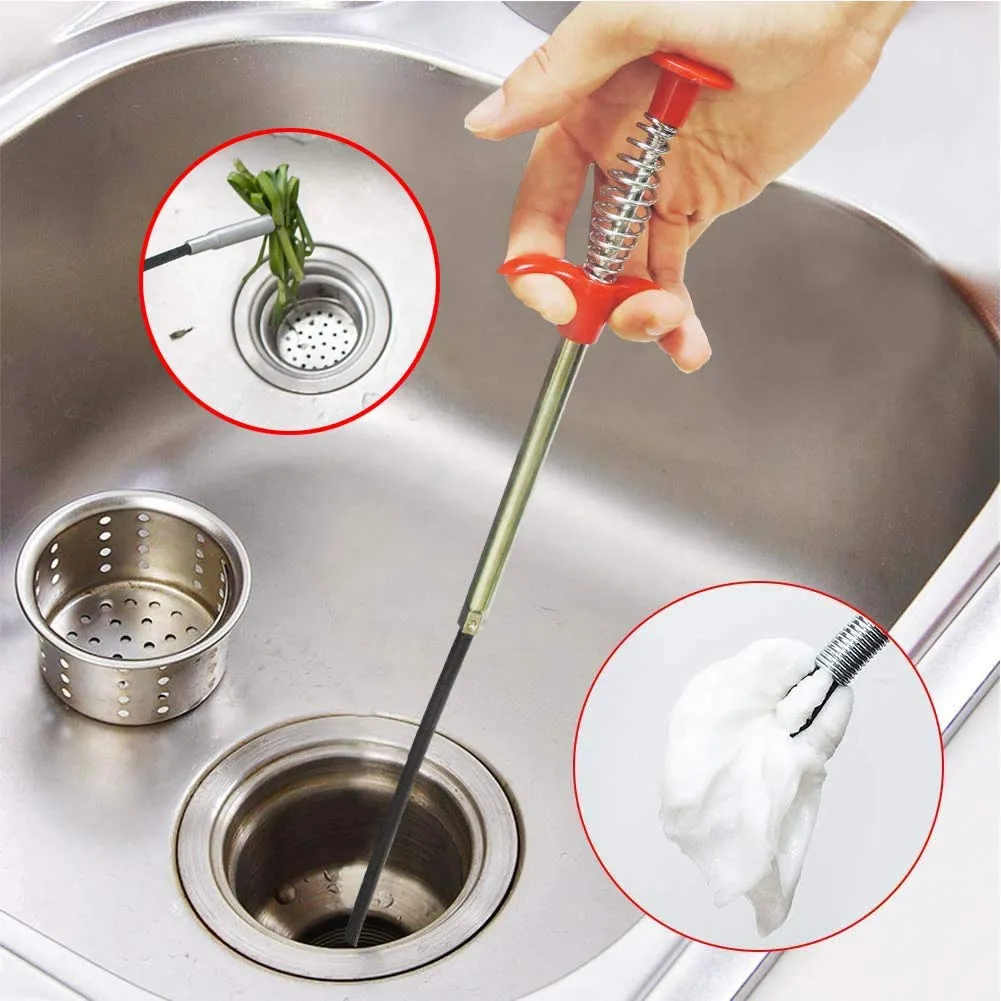 AUSAYE 35.4Inch Grabberable Pick Up Tool 4 Claws,Retractable Claw Stick,Snake & Cable Aid to Grab Trash & Unclog Hair from Litter Pick, Drain Pipe,Sink,Toilet & Clean Dryer Vents