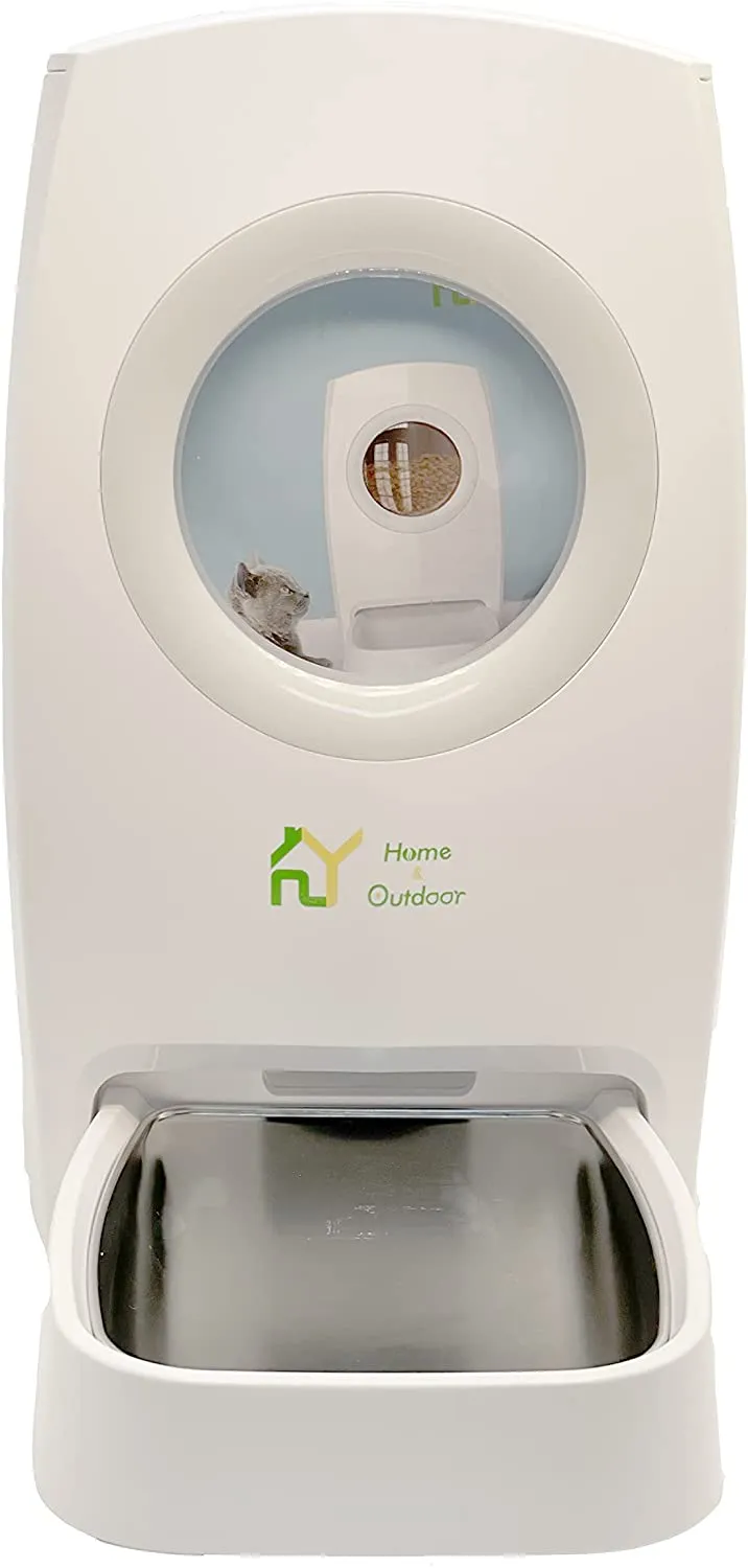 Cat Feeder Time Smart Pet Feeder with Stainless Steel Food Bowl for Dry Food Auto Dogs and Cats Food Dispenser with Portion Control, Voice Recorder