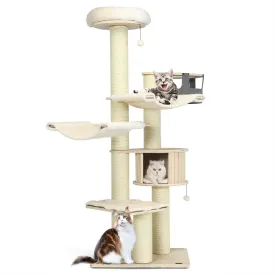 Cat Tree Condo PS7476,77.5 Inch Multi-Level Kitten Activity Tower with Sisal Posts