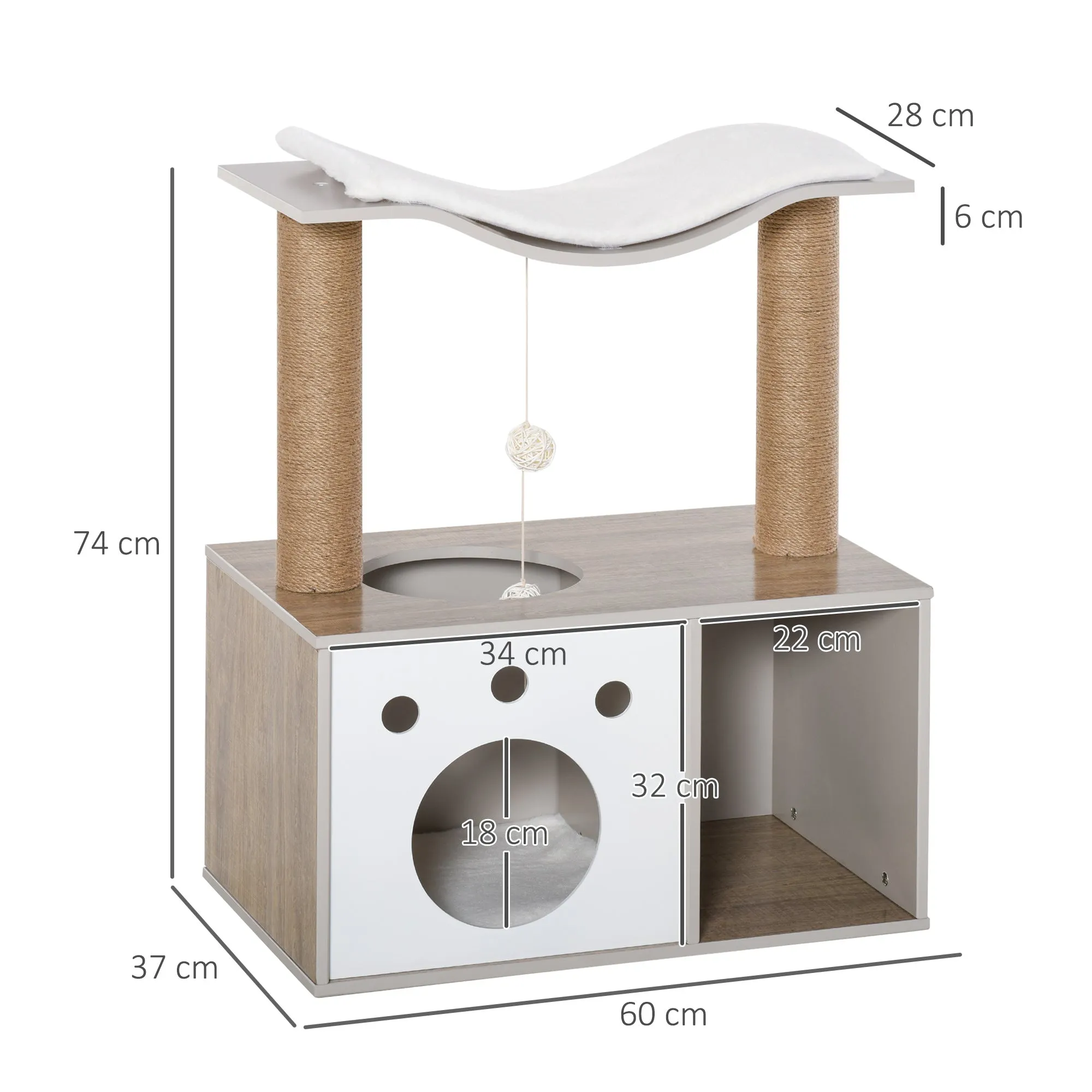Cat Tree Tower Climbing with Jute Scratching Posts Condo Teasing Ball Perch