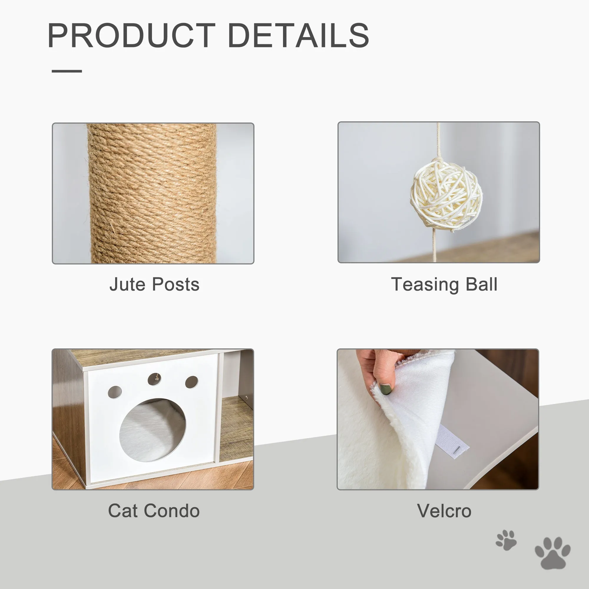 Cat Tree Tower Climbing with Jute Scratching Posts Condo Teasing Ball Perch