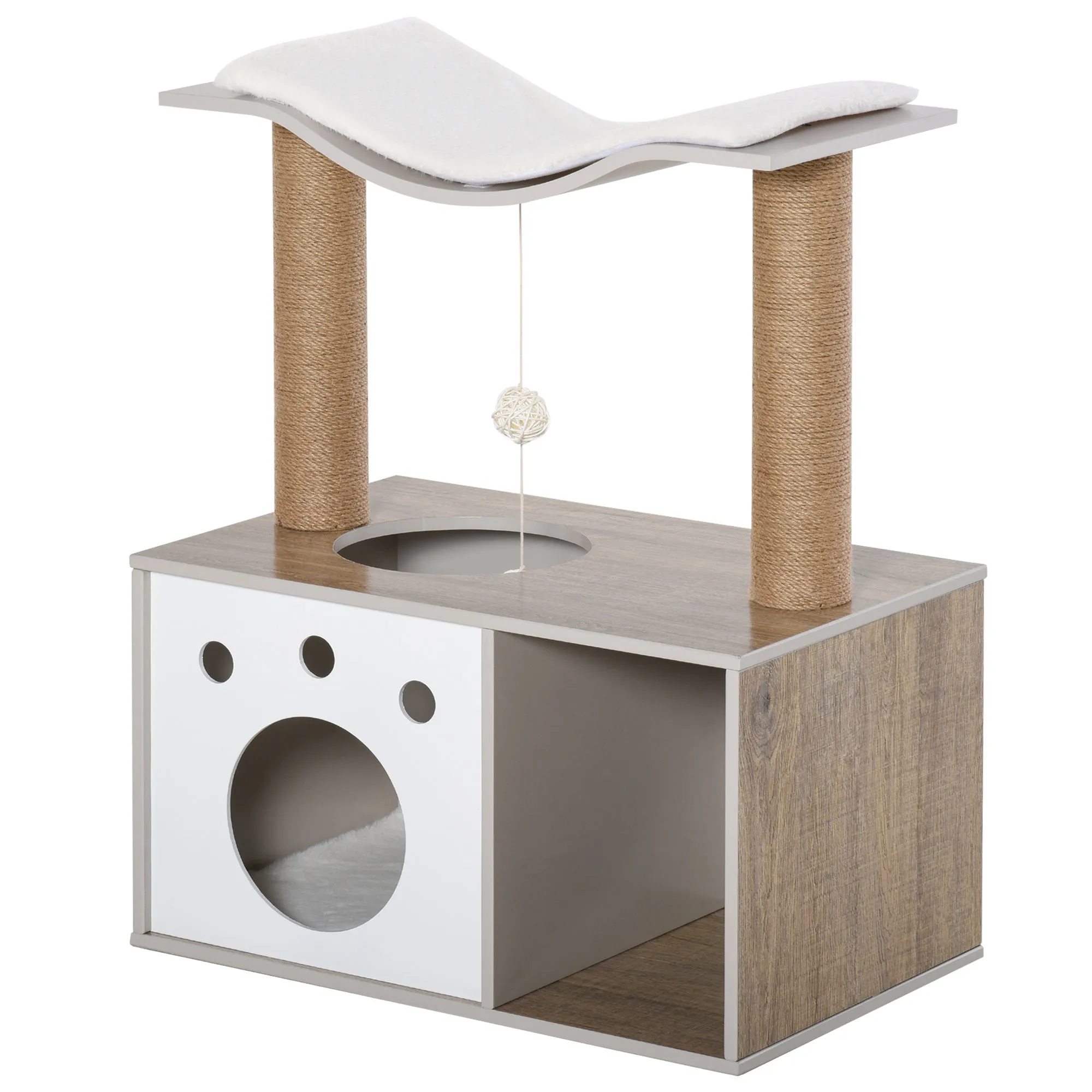 Cat Tree Tower Climbing with Jute Scratching Posts Condo Teasing Ball Perch