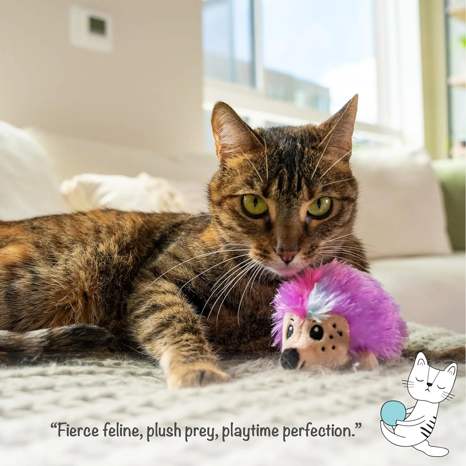 Catstages Catnip Plushies Hedgehog  Interactive Plush Catnip Toy for Batting, Kicking, Chasing & Cuddling
