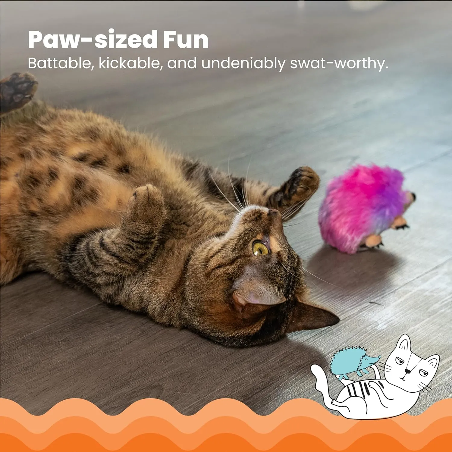 Catstages Catnip Plushies Hedgehog  Interactive Plush Catnip Toy for Batting, Kicking, Chasing & Cuddling