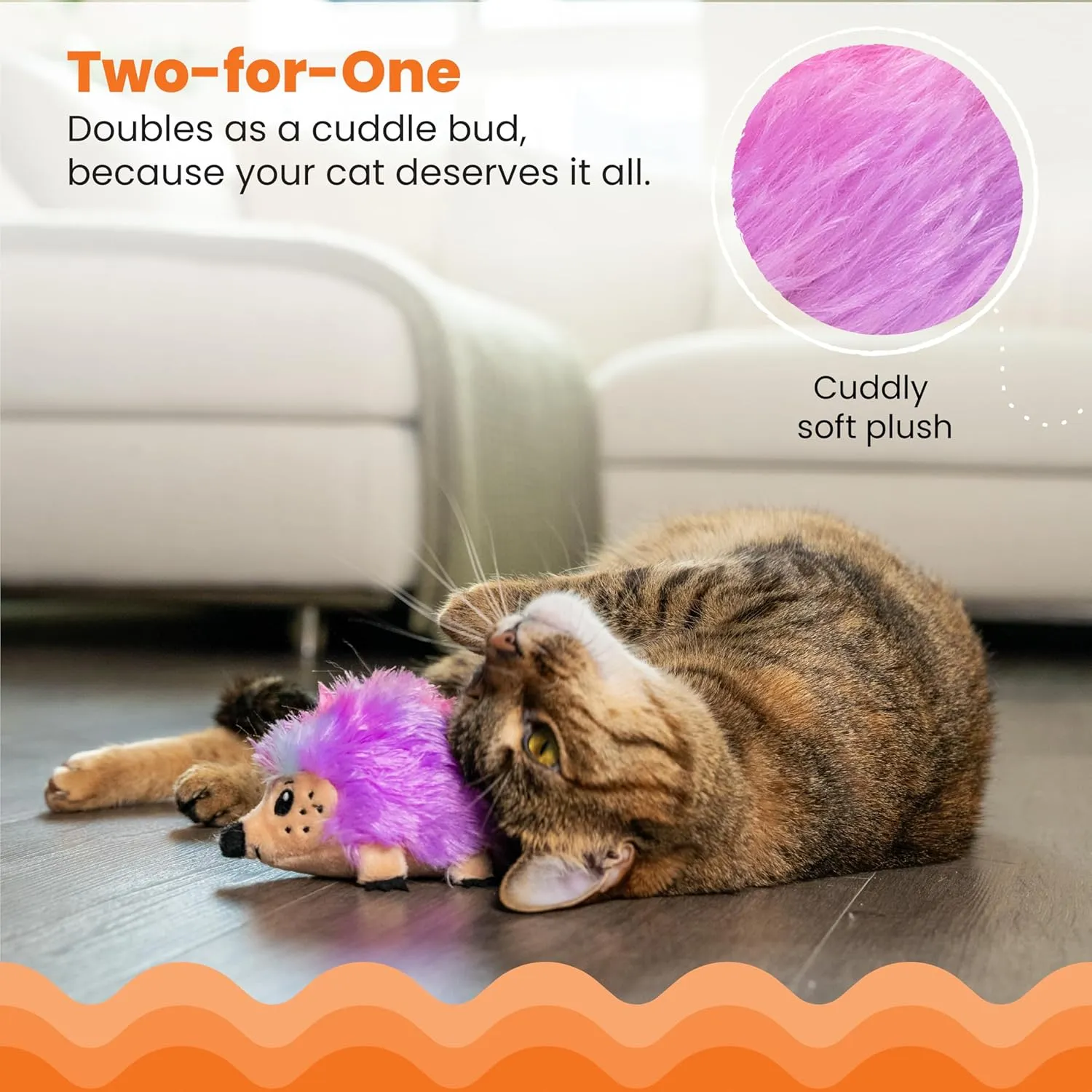 Catstages Catnip Plushies Hedgehog  Interactive Plush Catnip Toy for Batting, Kicking, Chasing & Cuddling