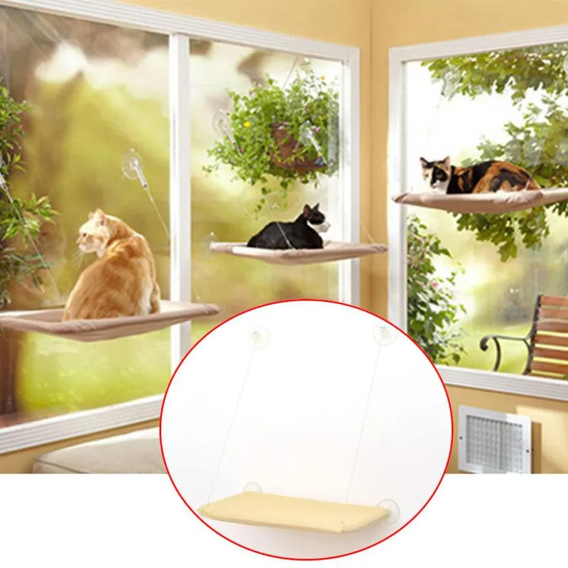 Cute Pet Hanging Beds Bearing 20kg Cat Sunny Seat Window Mount Pet Cat Hammock Comfortable