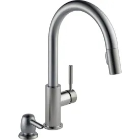 Delta Single Handle Pull-Down Kitchen Faucet With Soap Dispenser 19933-SPSD-DST