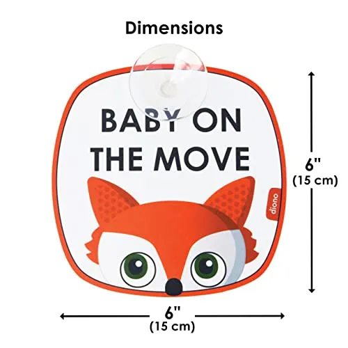 Diono Baby On The Move 2 Pack of Baby On Board Car Window Stickers with Suction Cups