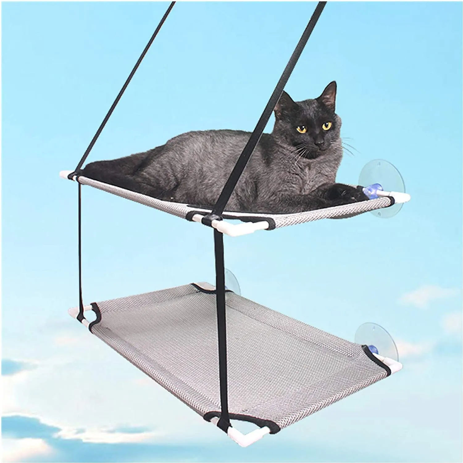 Double Layer Suction Cup Cat Window Perch Hammock