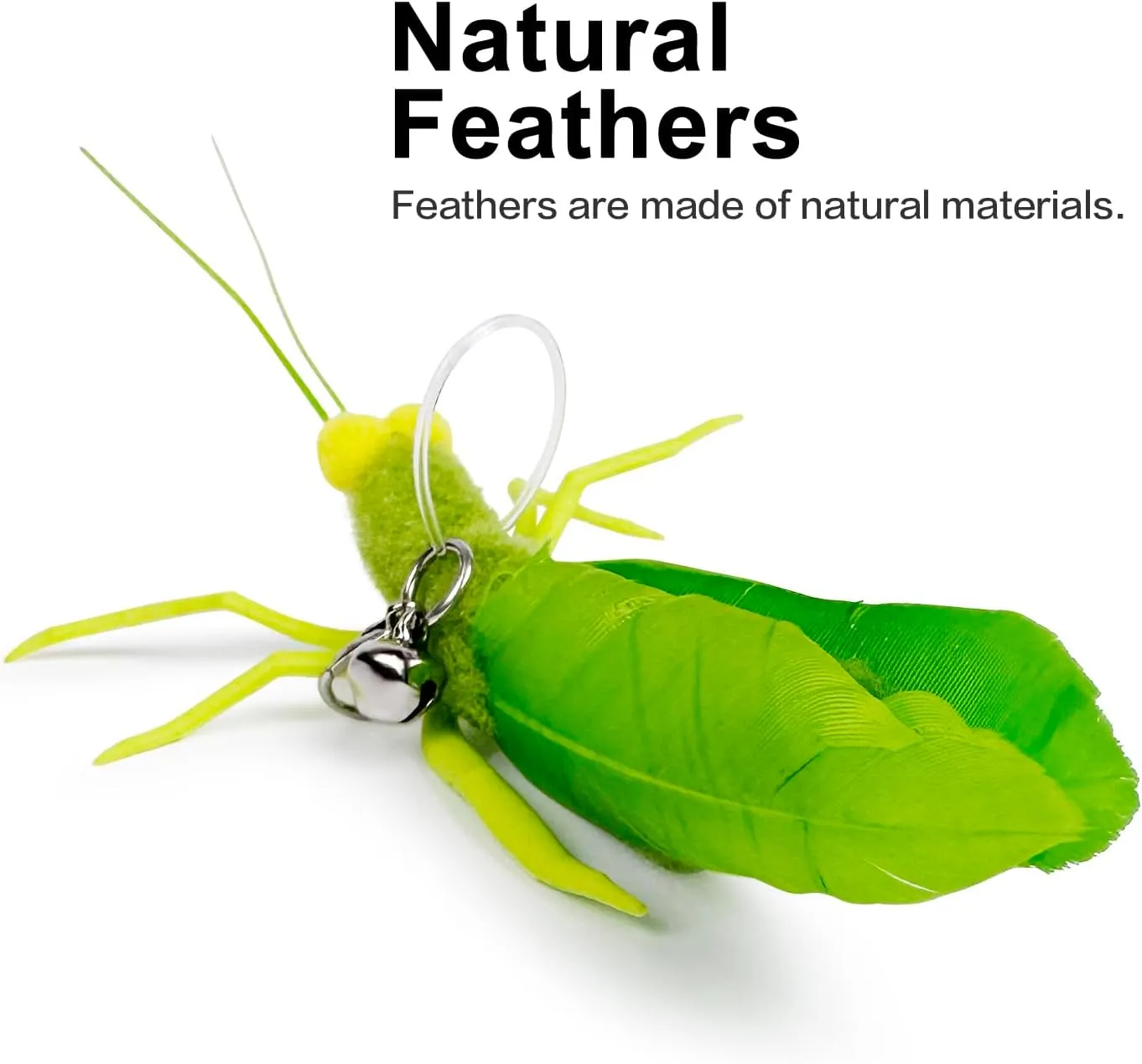 Feather Toys, 3 Pcs Simulation Insects Grasshopper Refills, Cat Toys Replacement Feathers for Cat Kitten Wand.