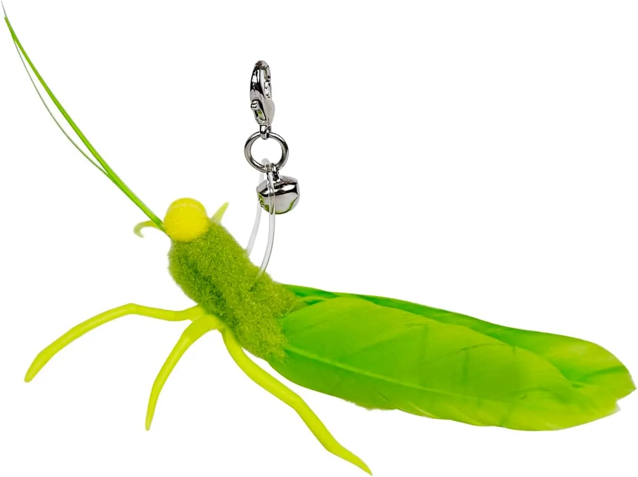 Feather Toys, 3 Pcs Simulation Insects Grasshopper Refills, Cat Toys Replacement Feathers for Cat Kitten Wand.