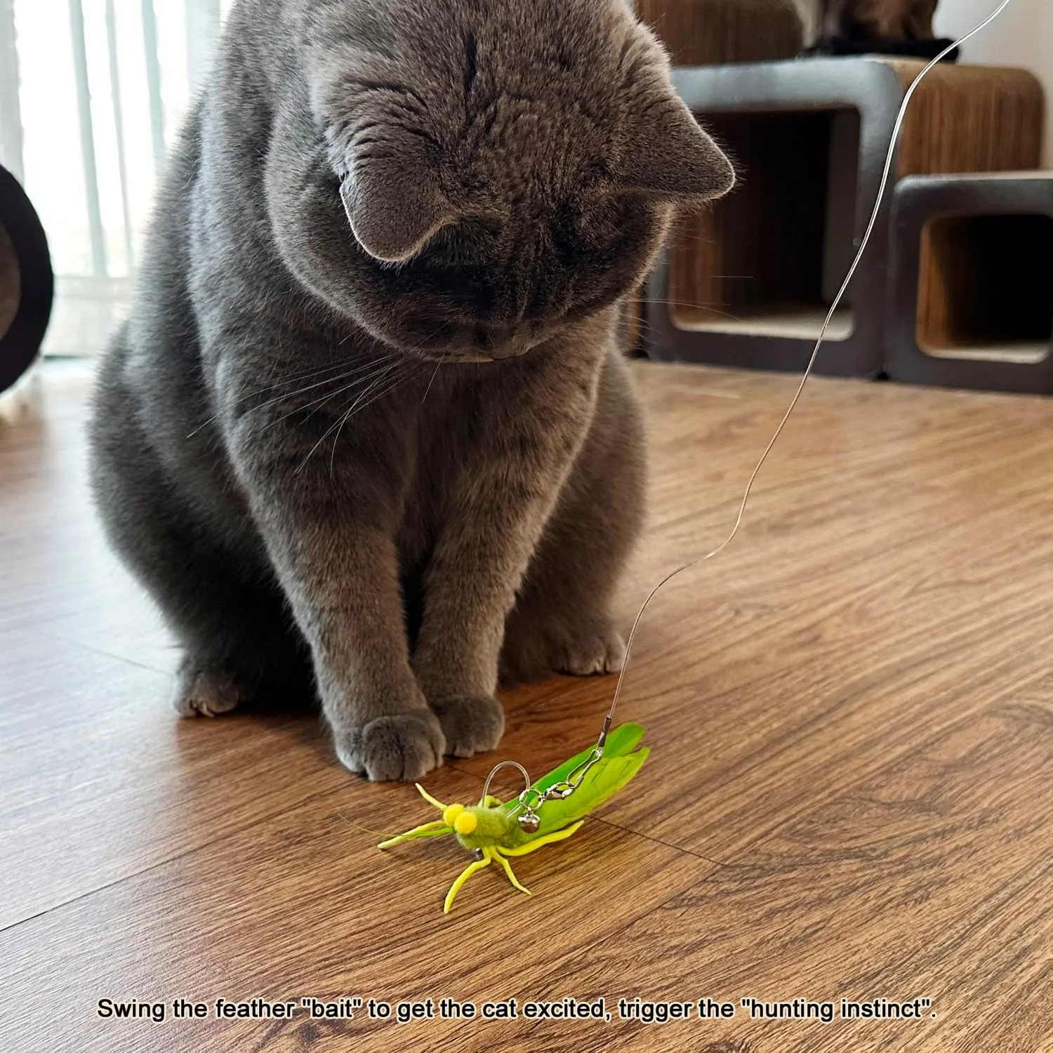 Feather Toys, 3 Pcs Simulation Insects Grasshopper Refills, Cat Toys Replacement Feathers for Cat Kitten Wand.
