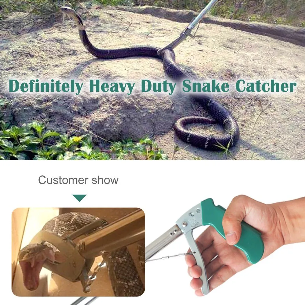 IC ICLOVER Professional 52 Inch Upgrade Heavy Duty Extra Long Snake Tongs Reptile Grabber Rattle Snake Catcher Wide Jaw Handling Tool with Non-Slip Grip Handle