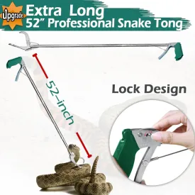 IC ICLOVER Professional 52 Inch Upgrade Heavy Duty Extra Long Snake Tongs Reptile Grabber Rattle Snake Catcher Wide Jaw Handling Tool with Non-Slip Grip Handle