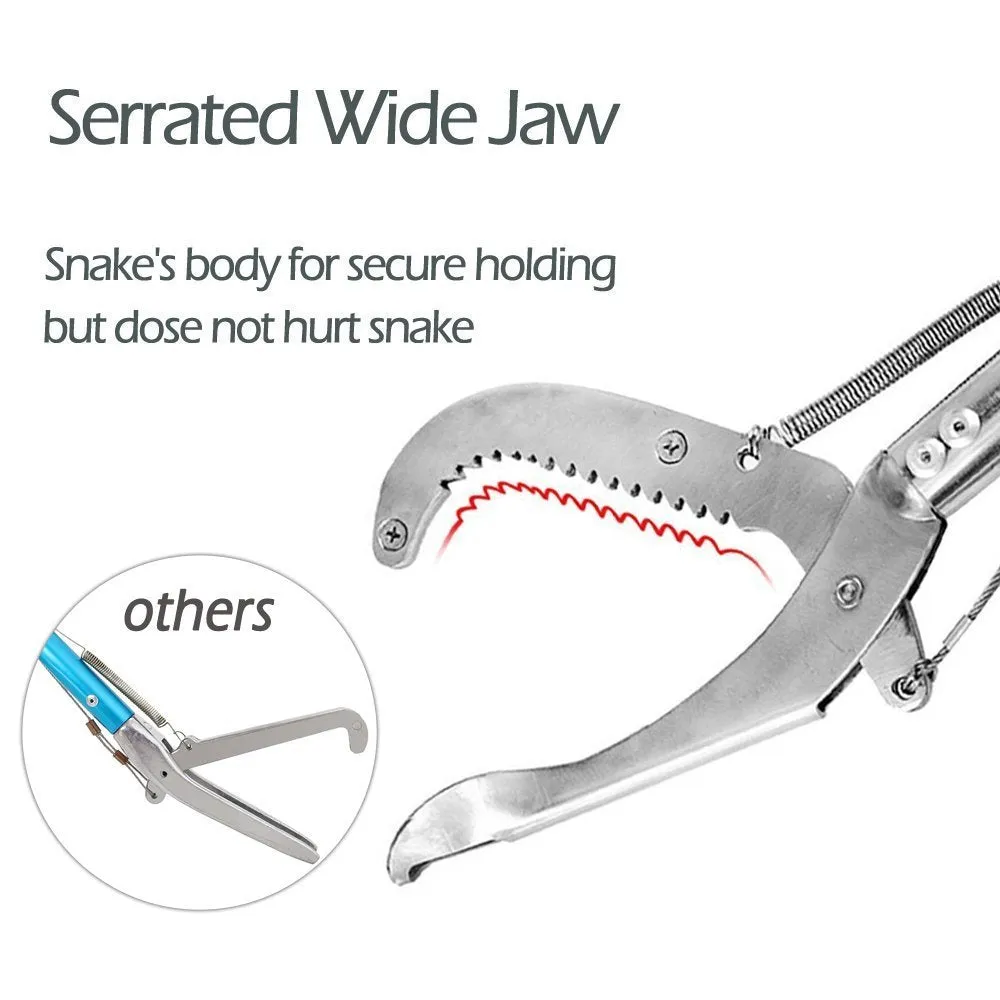 IC ICLOVER Professional 52 Inch Upgrade Heavy Duty Extra Long Snake Tongs Reptile Grabber Rattle Snake Catcher Wide Jaw Handling Tool with Non-Slip Grip Handle