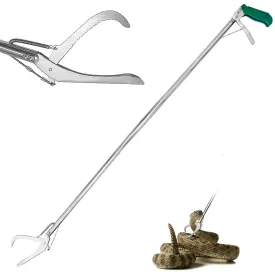 IC ICLOVER Upgrade 60 Inch Extra Long Snake Tongs Professional Heavy Duty Reptile Grabber Rattle Snake Catcher Wide Jaw Handling Tool with Lock, Non-Slip Grip Handle