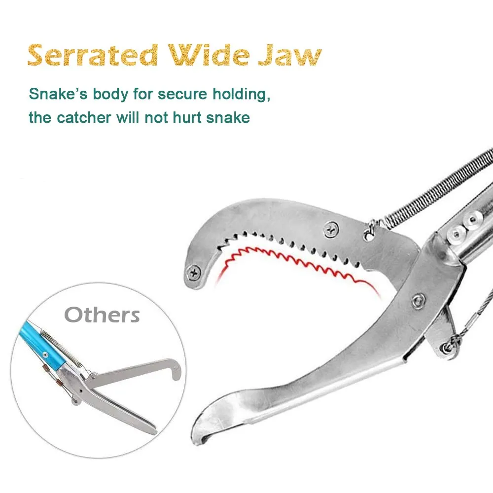 IC ICLOVER Upgrade 60 Inch Extra Long Snake Tongs Professional Heavy Duty Reptile Grabber Rattle Snake Catcher Wide Jaw Handling Tool with Lock, Non-Slip Grip Handle