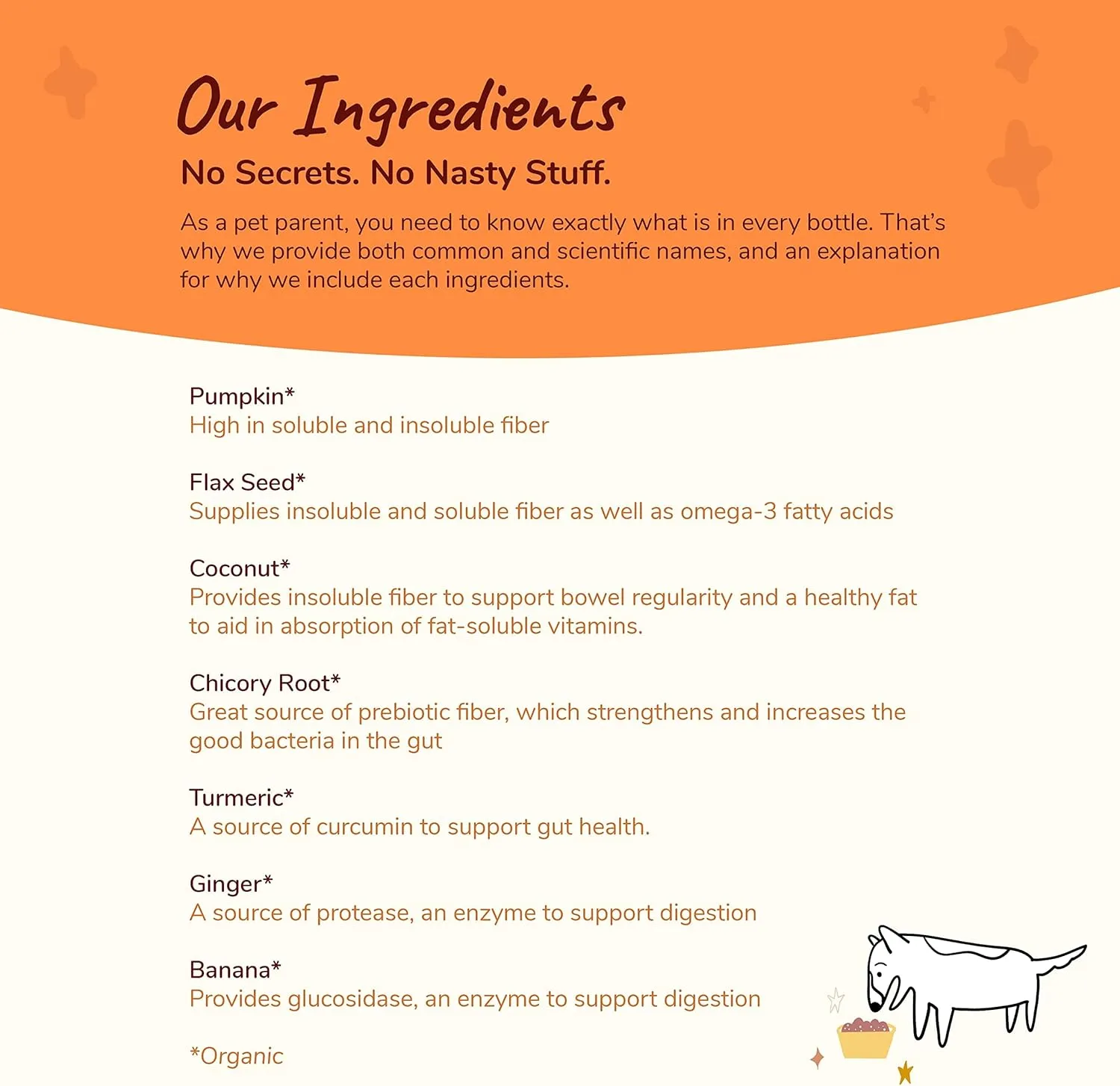 kin kind Organic Fiber for Dogs&Cats - Pumpkin Boost for Healthy Poops - Digestive Health - Flax Seed, Ginger, Turmeric and Coconut - Made in USA (4 Ounce)