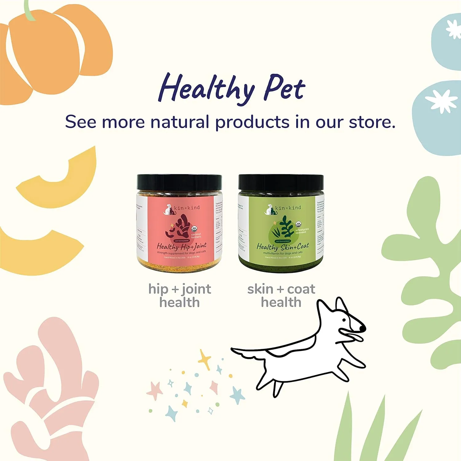 kin kind Organic Fiber for Dogs&Cats - Pumpkin Boost for Healthy Poops - Digestive Health - Flax Seed, Ginger, Turmeric and Coconut - Made in USA (4 Ounce)