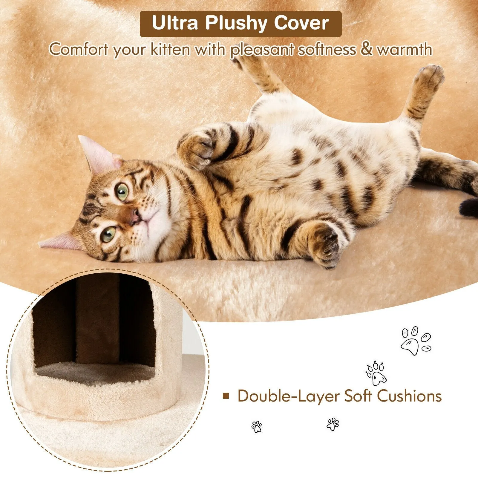 Multi-Level Cat Scratch Post Tree-Beige