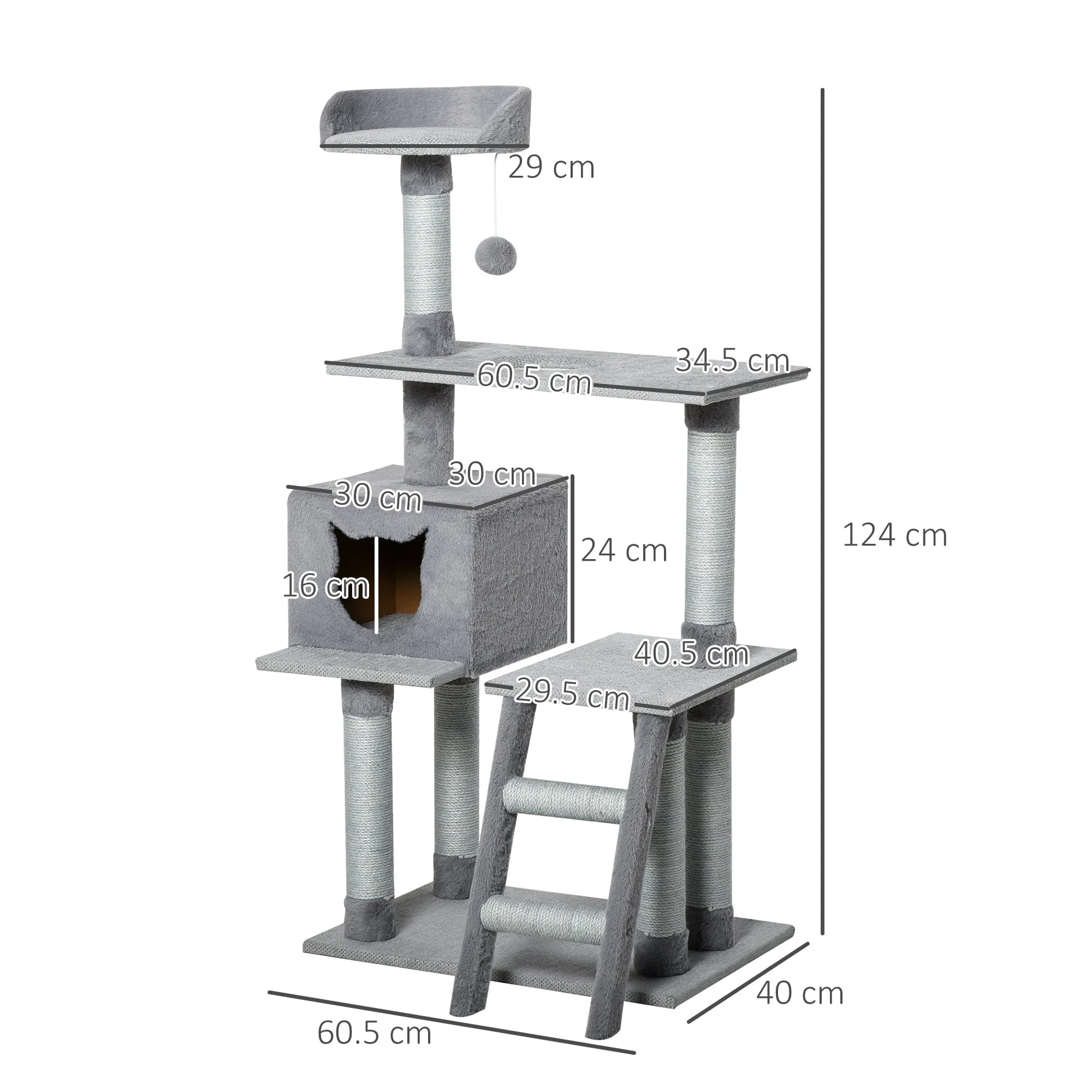 Multi-level Cat tree w/ scratching post and dangling ball