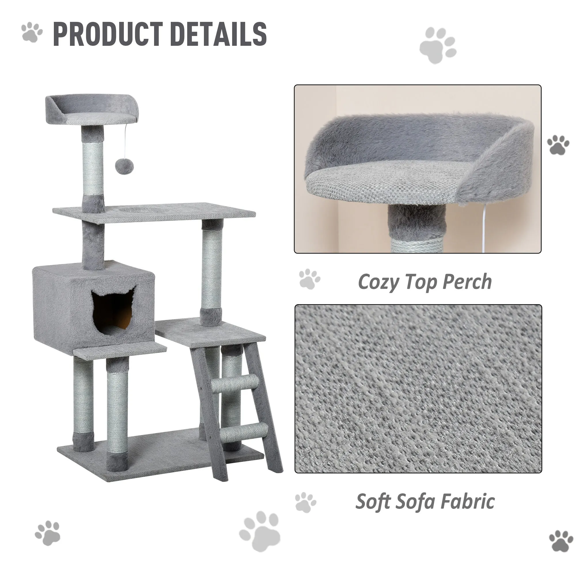 Multi-level Cat tree w/ scratching post and dangling ball
