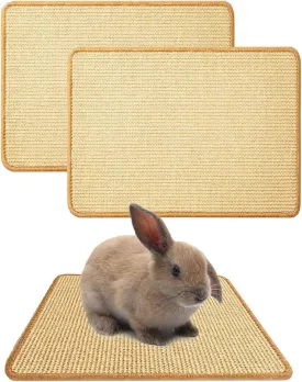 Oncpcare 2PCS Rabbit Scratch Mat Natural Bunny Scratching Pad Claws and Teeth Care Rabbit Mats for Cages Rabbit Chew Toys for Bunny Pet Cage Bedding for Biting Sleeping Nesting, 16x12