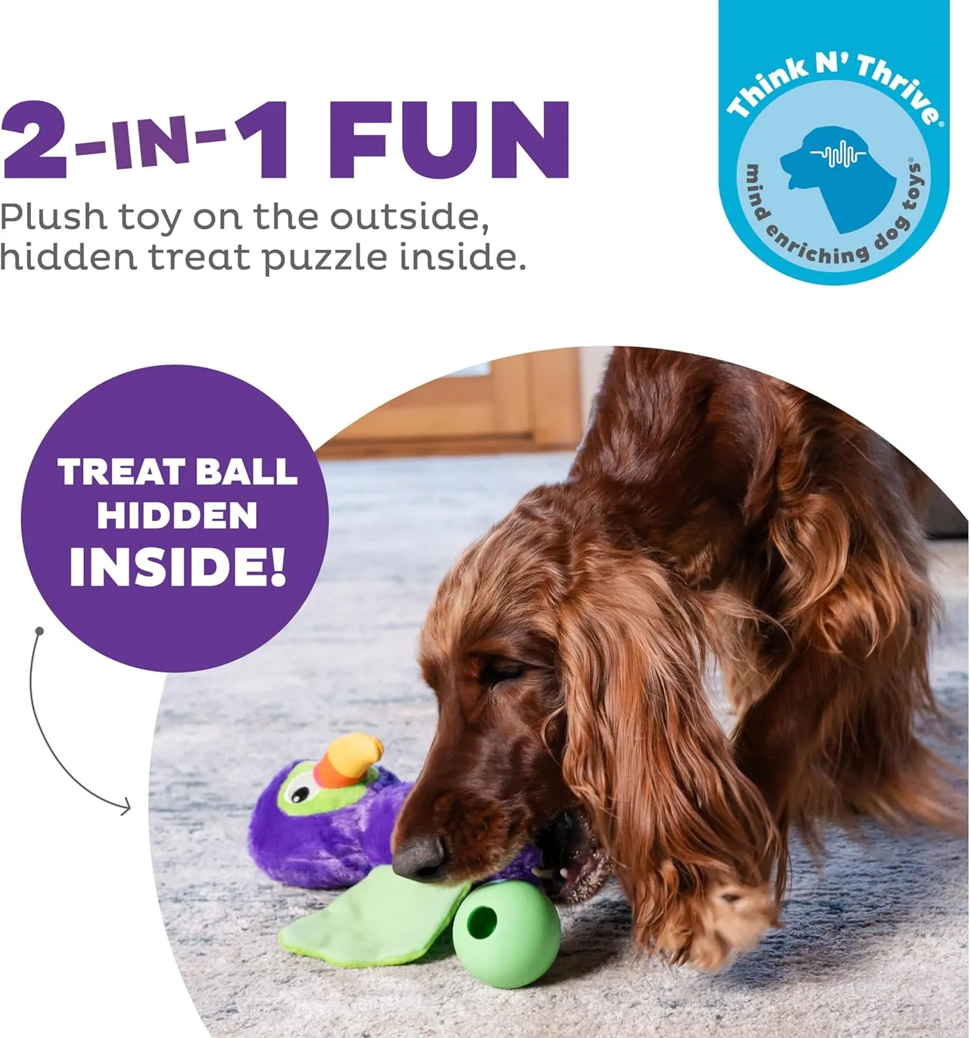 Outward Hound by Nina Ottosson Hide-Ablez Plush Dog Puzzle with Treat Ball, Toucan, Multicolored