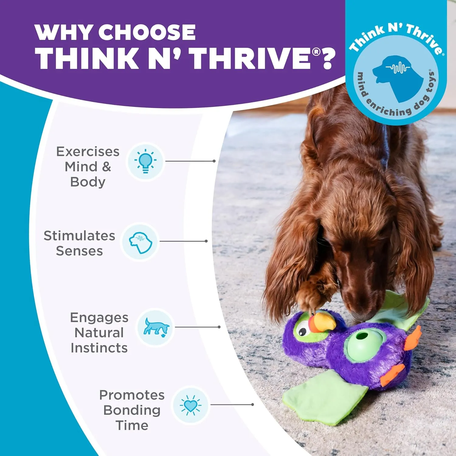 Outward Hound by Nina Ottosson Hide-Ablez Plush Dog Puzzle with Treat Ball, Toucan, Multicolored