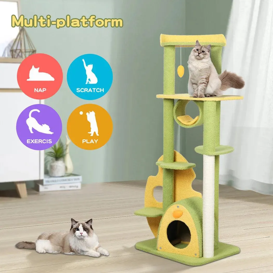 PaWz Cat Tree Scratching Post Multi-Level - Green 146cm