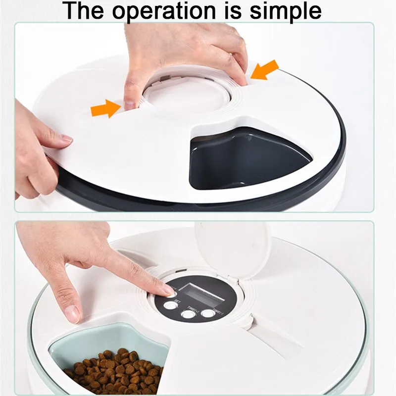 Pet Automatic Timer 6 Grids Food Dispenser