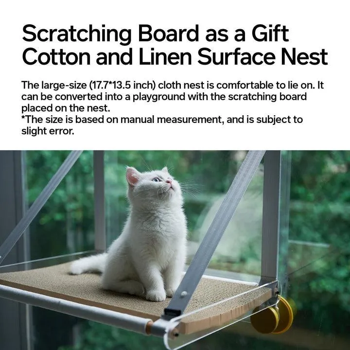 Pidan Cat Hammock Solid Beech Wood Cat Bed Wall Mounted Suction Cup Bedside Glass Hammock