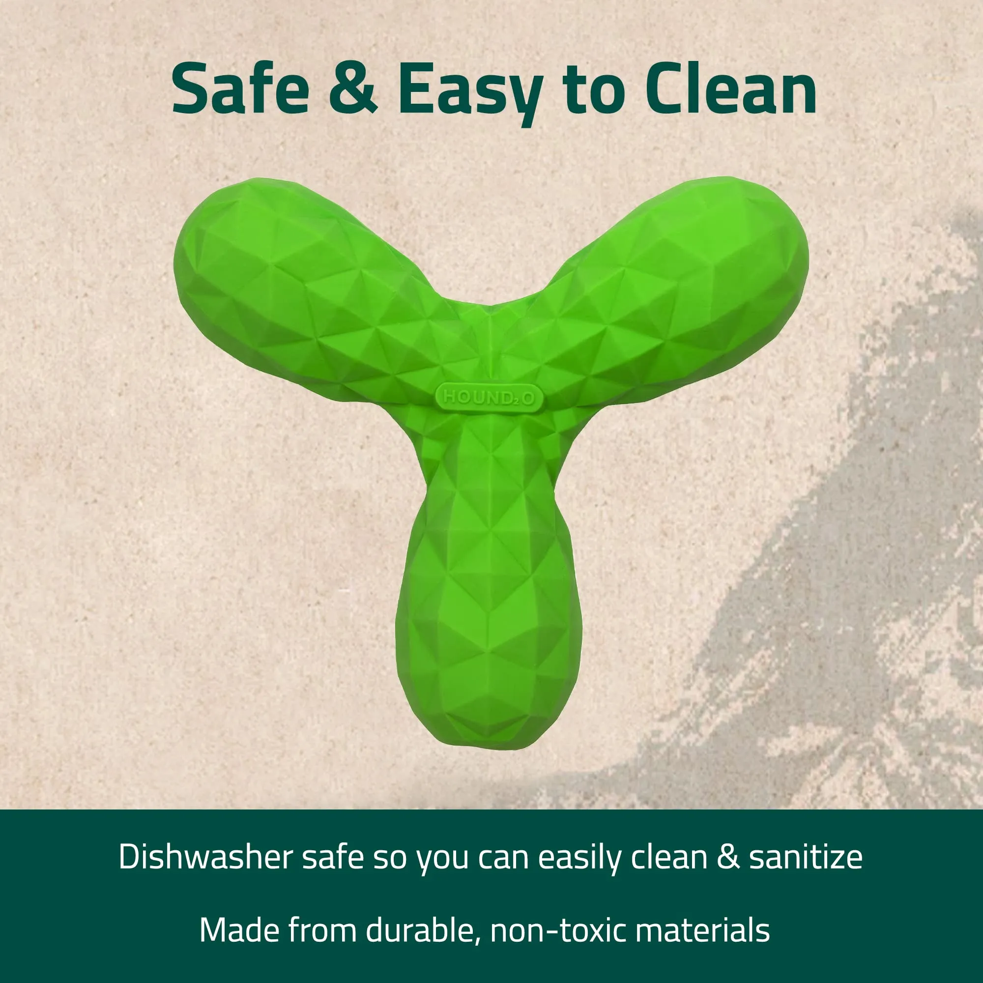 Playology Hound2O Squeaky Boomerang Fetch Squeak and Rubber Dog Toy - Green