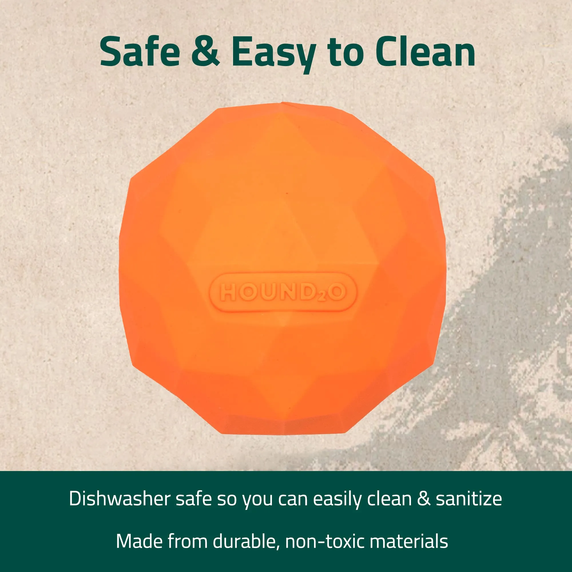 Playology Hound2O Squeaky Tug Ball Squeak and Floating Rubber Dog Toy - Orange