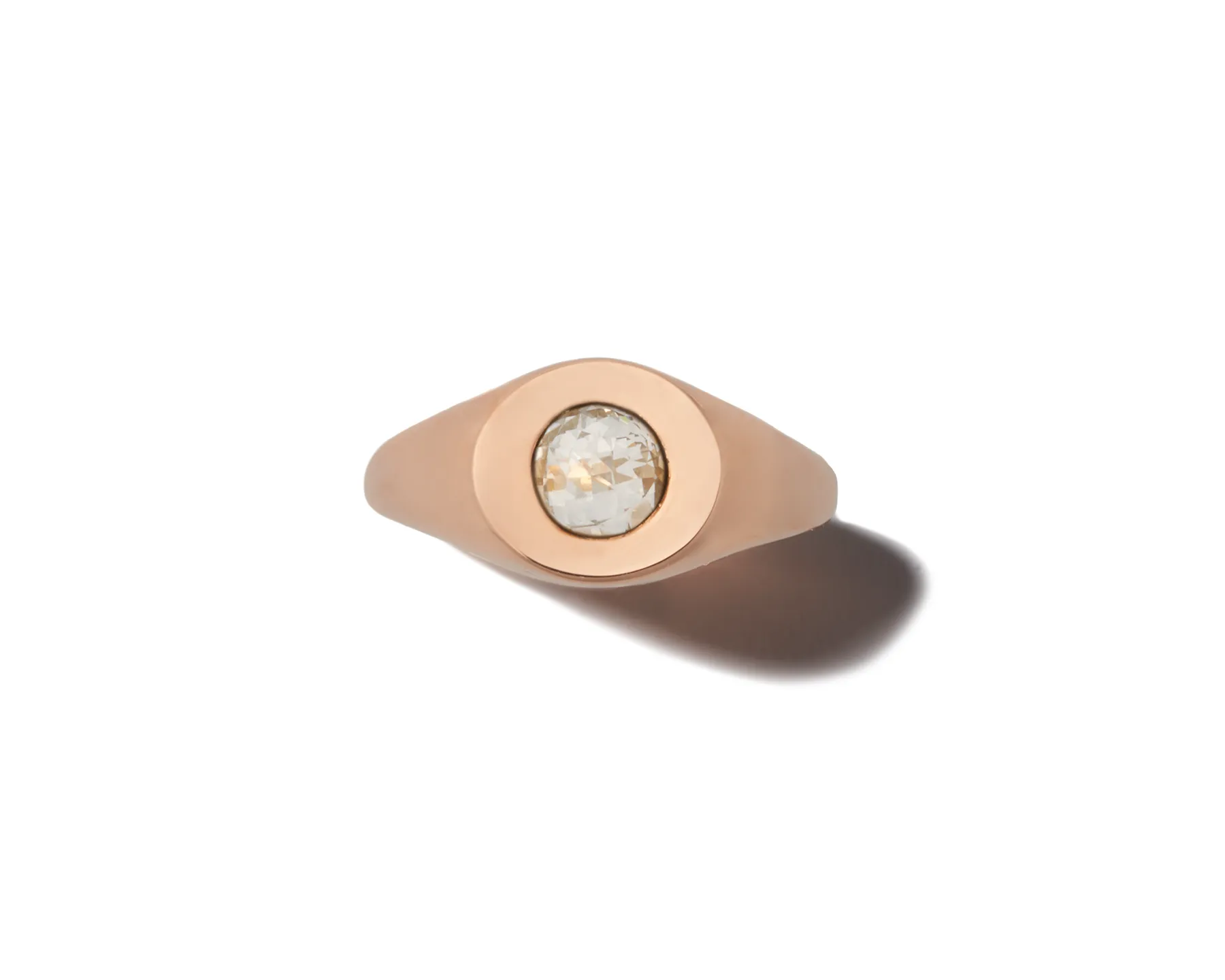 Self Involved Signet Ring, Smooth with Diamond