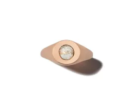 Self Involved Signet Ring, Smooth with Diamond