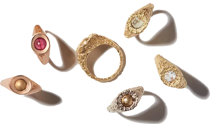 Self Involved Signet Ring, Smooth with Diamond