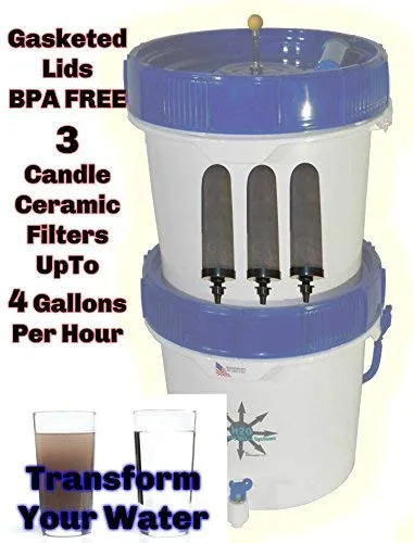 SHTFandGO Gravity Well Ultra Water Filter Purifier 9000  Gallons with 3 Black Candle Filters
